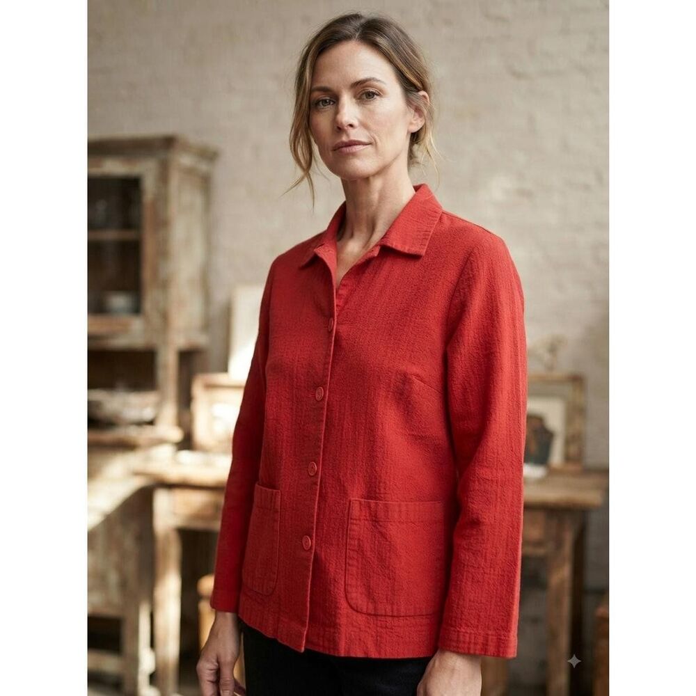 Bergdorf Goodman Red 100% Pure Virgin Wool Jacket Made in Italy Size 12